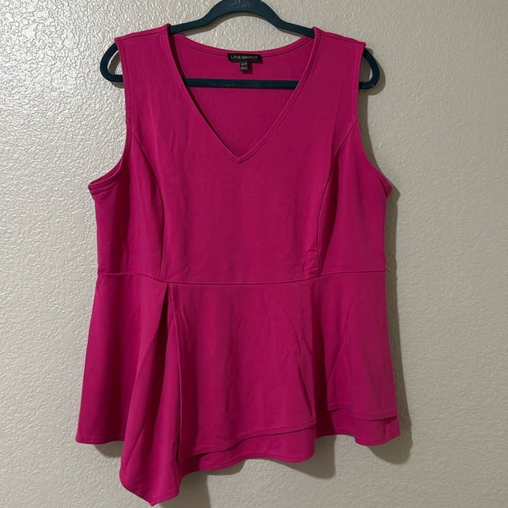 Lane Bryant Hot Pink Sleeveless Peplum Top, 18/20